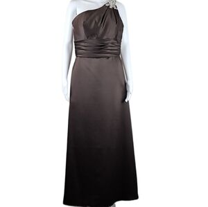 Forever Yours Chocolate Brown Crystal Embellished One Shoulder Bridesmaid Dress